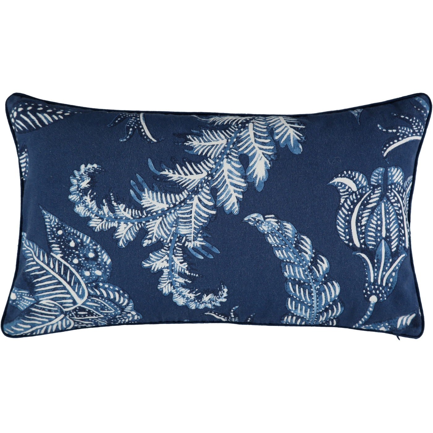 Kitty-Holmes-Navy-and-white-cushion-cover-with-white-batik-flowers