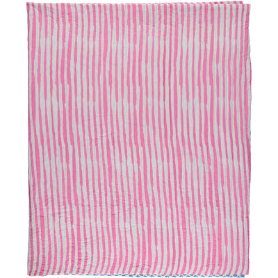 pink striped quilt