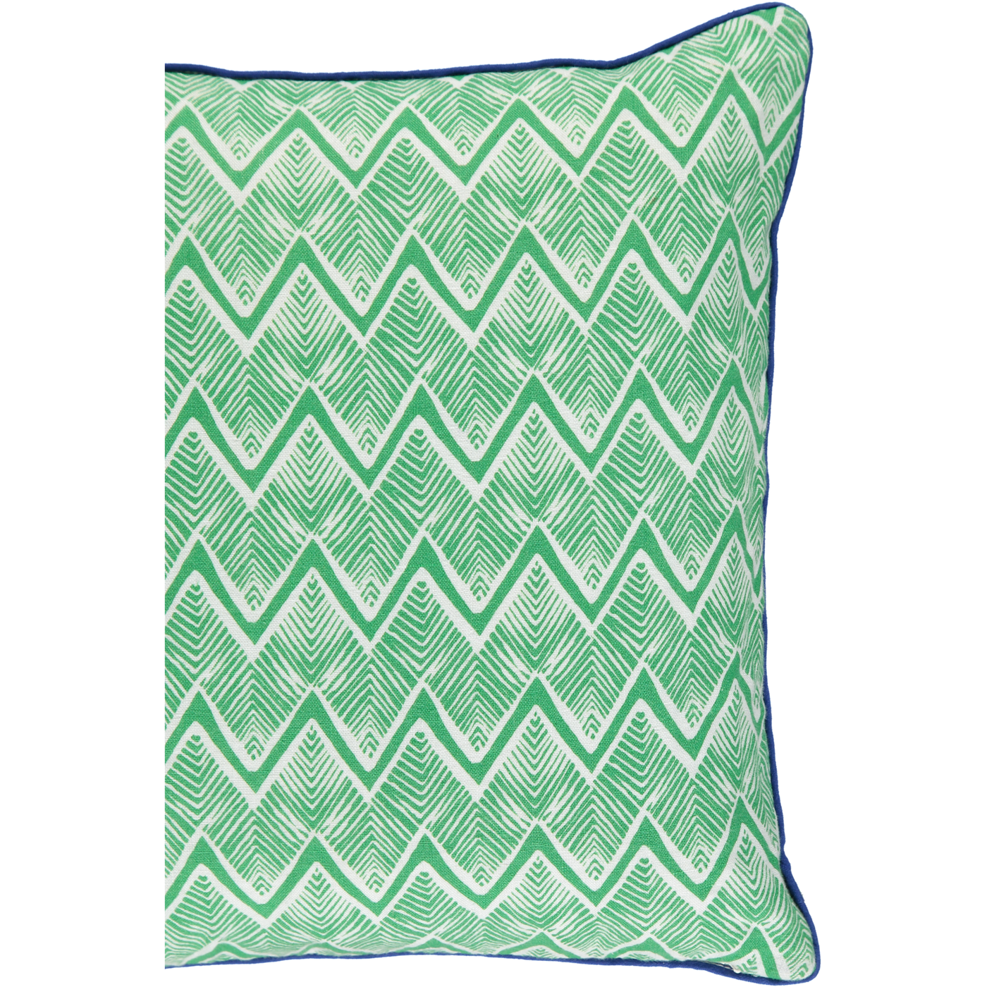 Kitty Holmes Green Cushion cover zig zag print